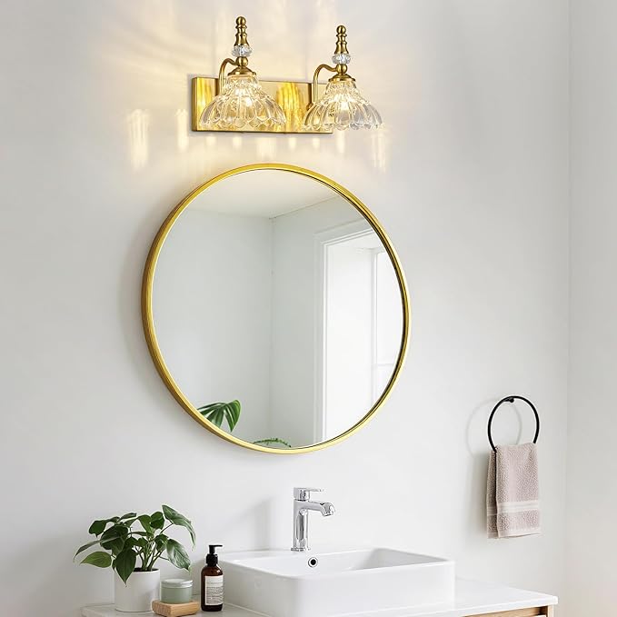 Vintage Bathroom Vanity Light, 2-Light Gold Vanity Lighting Fixture - Image 7