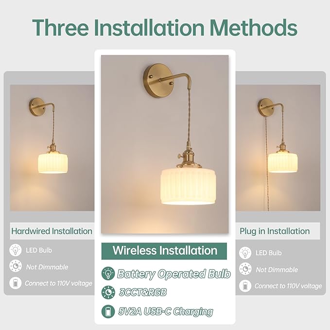 Battery Operated Wall Sconce - Image 2