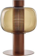 Modern Amber Glass Table Lamp Glass Shade Gold Base Desk Lamp Minimalist Design by SANDYHA