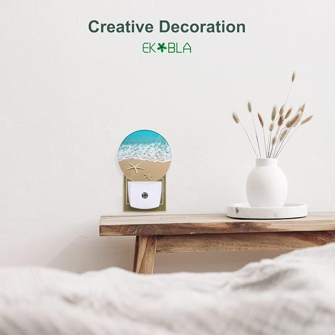 EKOBLA Ocean Night Light, Beach Sand Sea Waves Plug-in Night Lights - Image 3