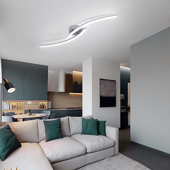 31.4Inch Modern LED Ceiling Light 22W Chrome Linear Ceiling Light Fixture 6000K - Image 3
