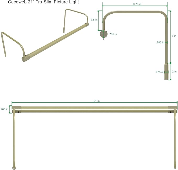 Cocoweb 21 Inch Tru-Slim Antique Brass Picture Light - Image 3