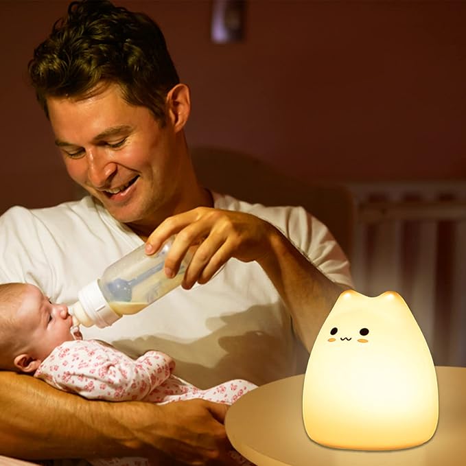 ZKLiLi Cat Night Light for Kids, Cute Night Lamp for Nursery, Squishy Silicone - Image 3