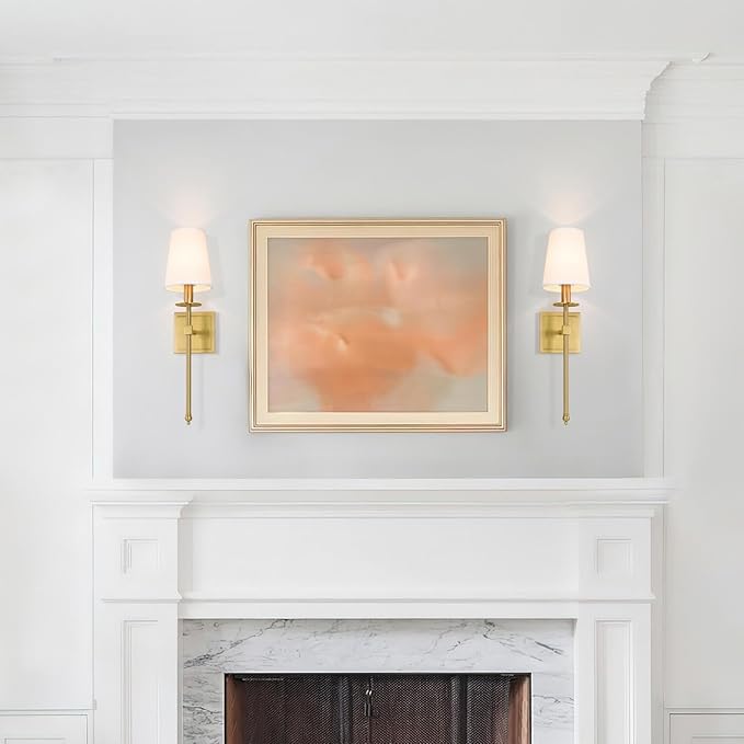 XiNBEi Lighting Brass Wall Sconces Set of 2 Modern Gold Sconce Light Fixture - Image 3