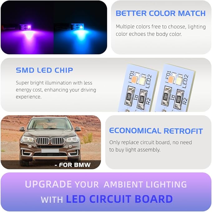 NJSBYL Blue/Purple Led B-Pillar Ambient Lighting Circuit Board Replacement - Image 3