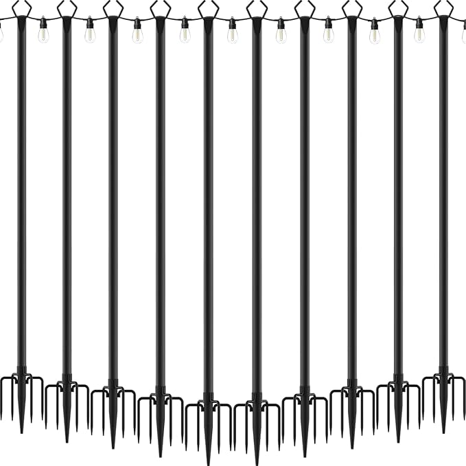 10 Pack String Light Poles, Metal Poles by NUERPO