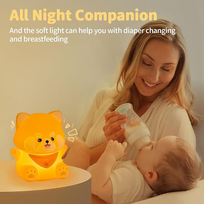Red Panda Night Light, 50-Hour Battery & Pat Control, Squishy Silicone Lamp - Image 6
