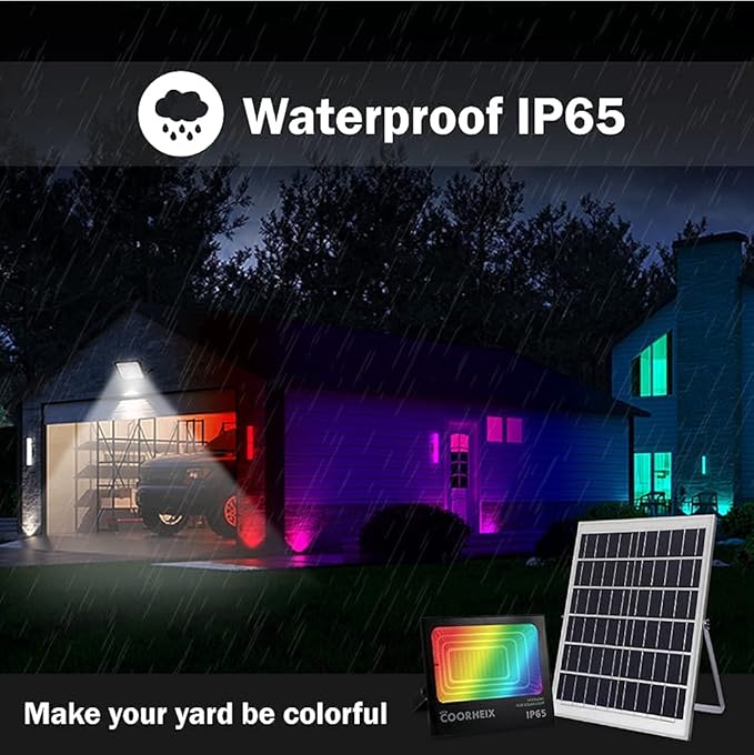Solar Flood Light Outdoor, Color Changing Led Smart Flood Spot Light, RGBW Warm - Image 2