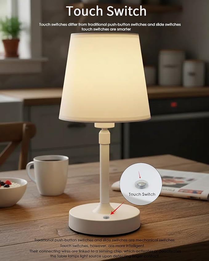 Cordless Table Lamp Rechargeable Touch White Mini Small Lamp Adjustable Height - Image 3