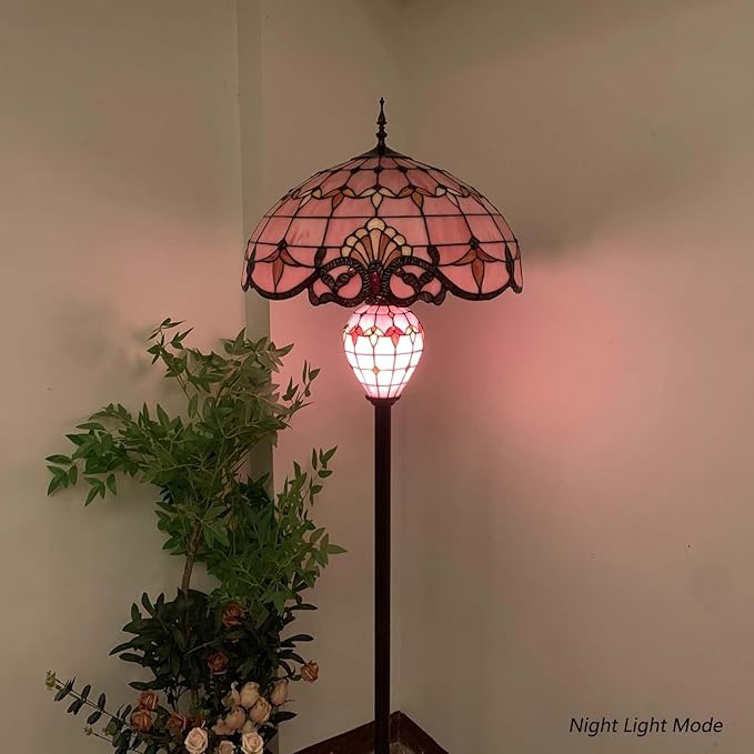 Bieye L10897 Baroque Tiffany Style Stained Glass Double Lit Floor Lamp - Image 5
