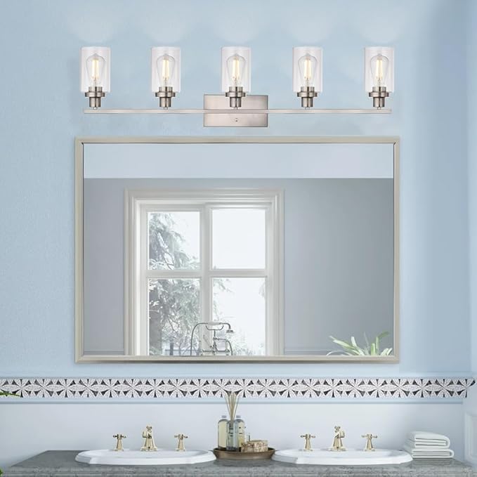 MELUCEE 5-Light Bathroom Vanity Light Brushed Nickel Wall Sconce Modern Light - Image 3