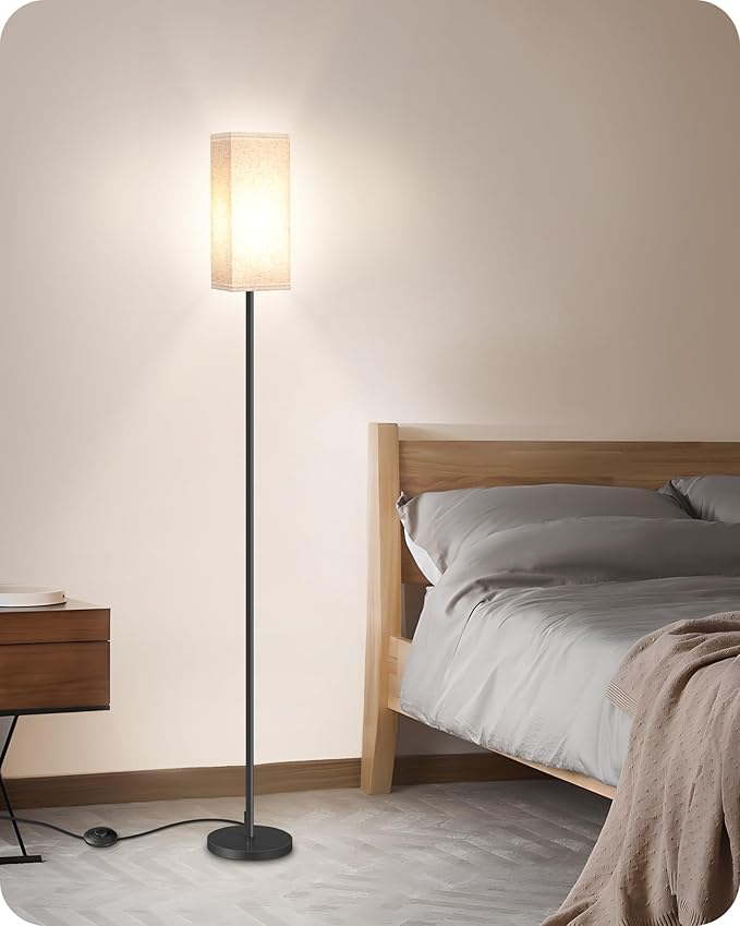 64.6" Floor Lamp, Pole with Foot Switch, Modern Standing Lamp Lampshade - Image 9