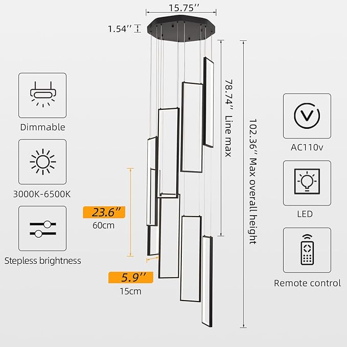 Modern Rectangle Chandelier - Image 2