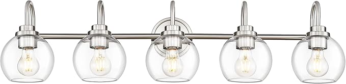Bathroom Light Fixtures, 5-Light Brushed Nickel Vanity Lights Over Mirror by Audickic