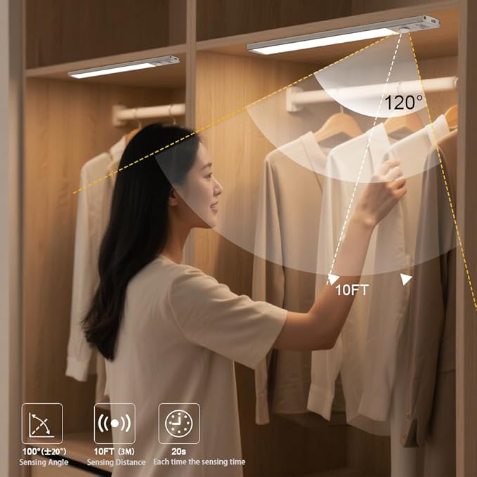 Under Cabinet Lights, 52 LED Operated Motion Sensor Light Indoor, 1500mAh USB - Image 3
