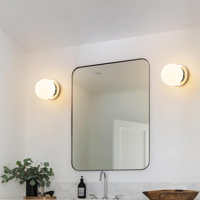 Modern Glass Globe Wall Sconce: Chrome Single Light - Image 6