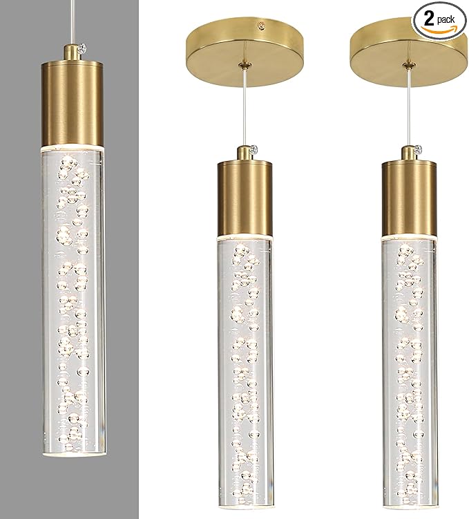 2 Pack Modern Kitchen Island Hanging Light, Bubble Acrylic, 3 Color Temperatures by Daoseolo