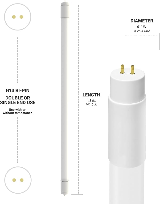 NUWATT 30 Pack 4 FT LED T8 Tube Light, T10 T12 Hybrid Type A+B, 4000K Cool White - Image 7