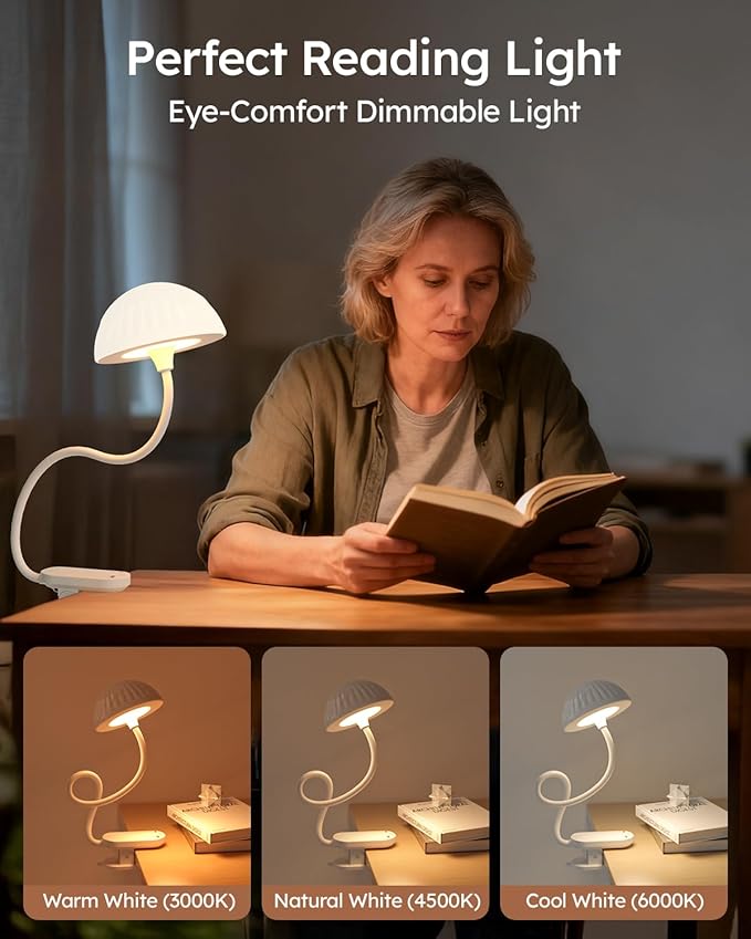Rechargeable Clip On Lamp, Cordless Touch Control Desk Lamp - Image 4