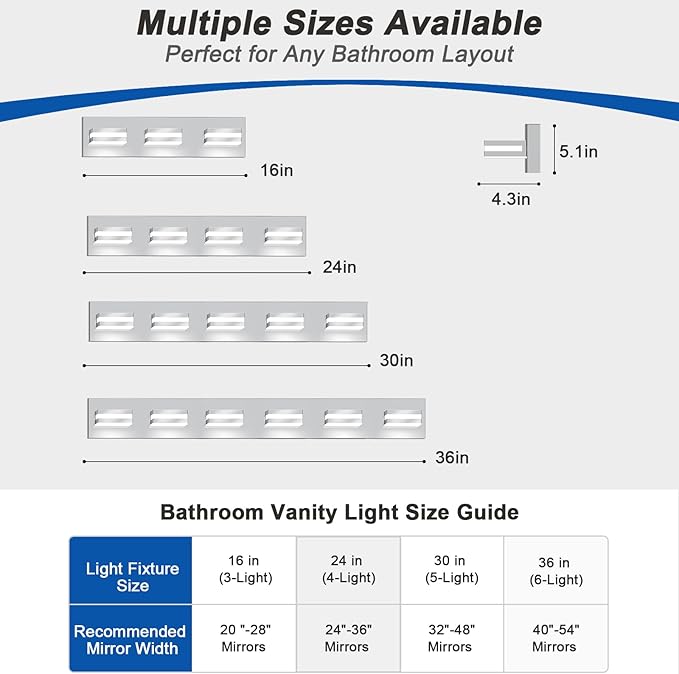 IZORRO LED Modern Bathroom Lights Fixtures, Chrome Acrylic Wall Lighting - Image 3