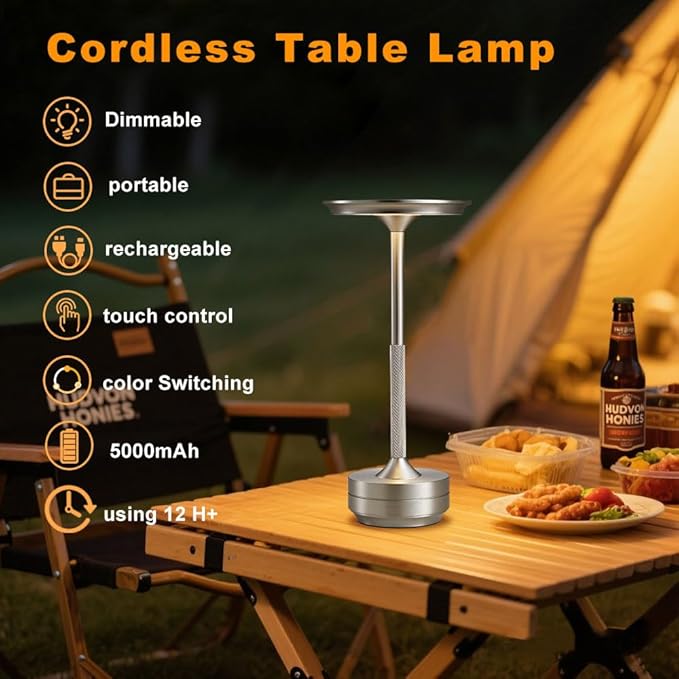 EJQ Cordless Rechargeable Table Lamps, Portable 6000mAh Battery Desk Lamp - Image 2