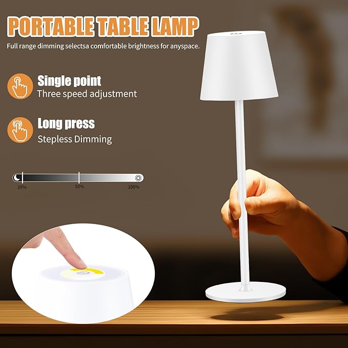 2 Pack Cordless Table Lamp, Portable LED Desk Lamp, 6000mAh Battery Operated - Image 4