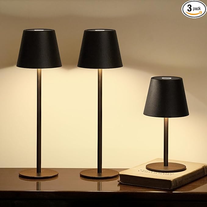 3 Pack Cordless Table Lamp, Portable Battery Operated Lamp by Keysays