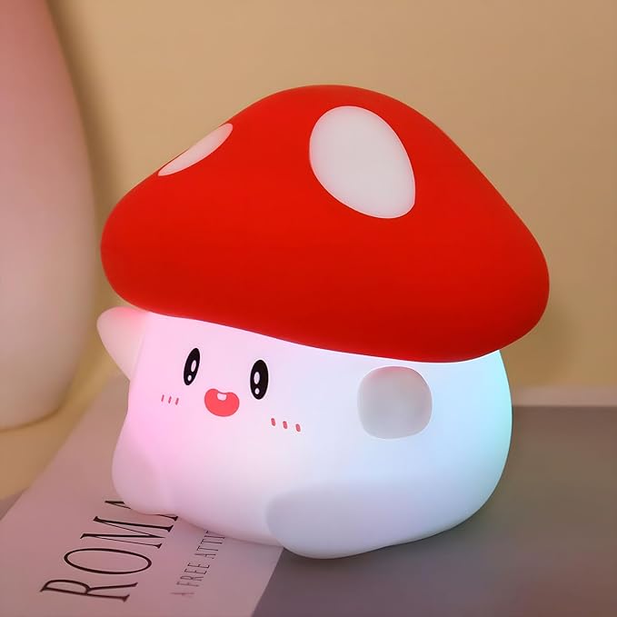 Mushroom Night Light, Color Changing & 50-Hour Battery, Squishy Lamp by Rytinazzz