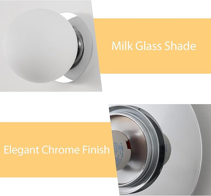 Modern Glass Globe Wall Sconce: Chrome Single Light - Image 4