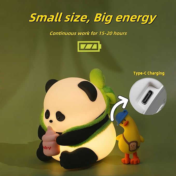 Cute Panda Night Light, LED Squishy Novelty Animal Night Lamp, Food Grade - Image 5