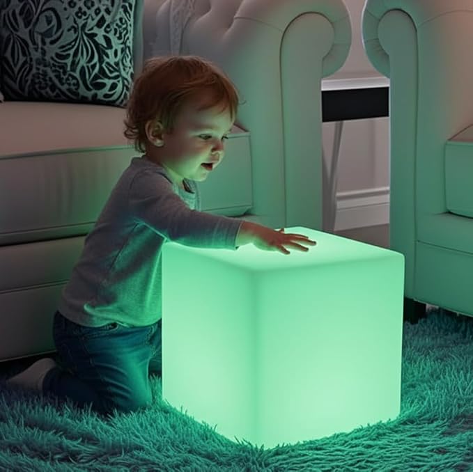 14 inch Versatile LED Cube Light Chair, Rechargeable Light Cubes Table w/Remote - Image 4
