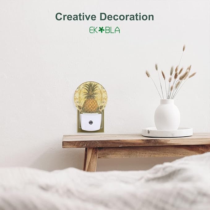 EKOBLA Boho Pineapple Night Light Summer Cute Fruits Pattern Night Lights Plug - Image 3