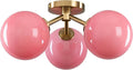 Pink Semi Flush Mount Ceiling Light Fixture, 3 Light Opal Glass Globe Mid by Kunlinzhu