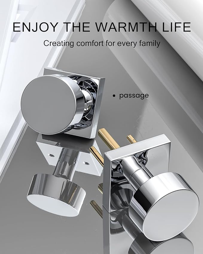 Haidms Polished Chrome Door Knobs Passage, Heavy Duty Square Hall and Closet - Image 3