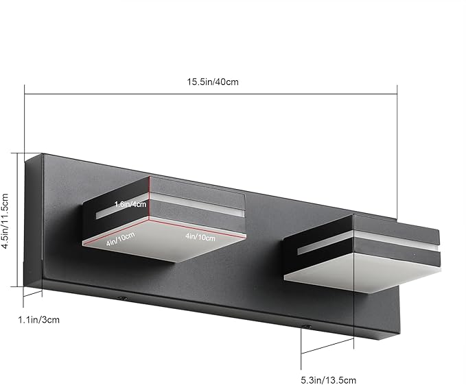 SineRise LED Modern Bathroom Vanity Light Fixtures, Matte Black Modern Acrylic - Image 3