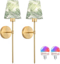 Battery Operated Wall Sconces Set of 2, Flower Pattern Shade 5000 mAh by Shenmoyl