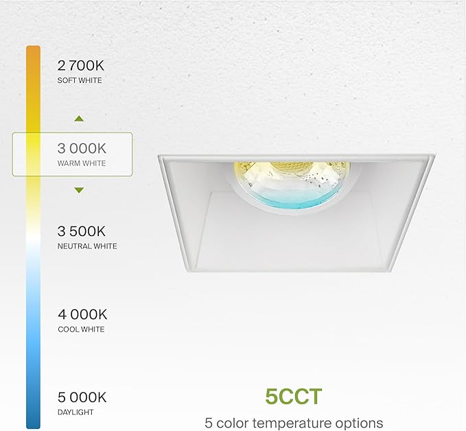 ASD Trimless Gimbal LED Recessed Lighting 2 Inch, 8W 120V Square LED Downlight - Image 5