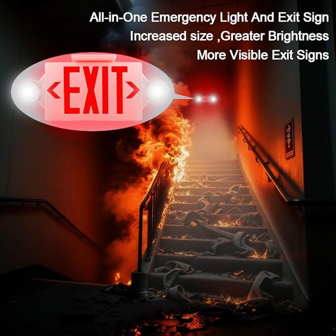 AKT LIGHTING Emergency Exit Light, Adjustable Two LED Head Exit Sign Light - Image 4
