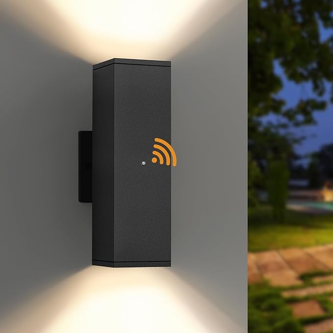 Dusk to Dawn Outdoor Lighting, LED Square Up and Down Outdoor Sconce Lights by TeweiBrand
