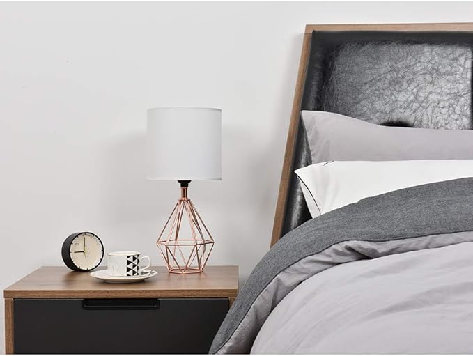 COTULIN Rose Gold Bedside Table Lamp, Modern Small Desk Lamp - Image 2
