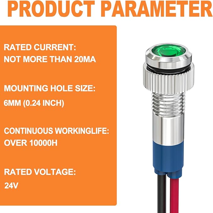 GASHER 5 PCS Energy Saving Indicator Light, LED Light 12V/24V/110V 20mA Panel - Image 2