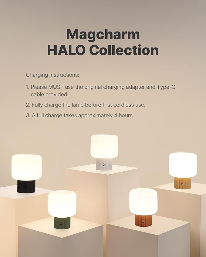 Halo Mushroom Lamp, 5W Cute Cordless Rechargeable Table Lamp - Image 5