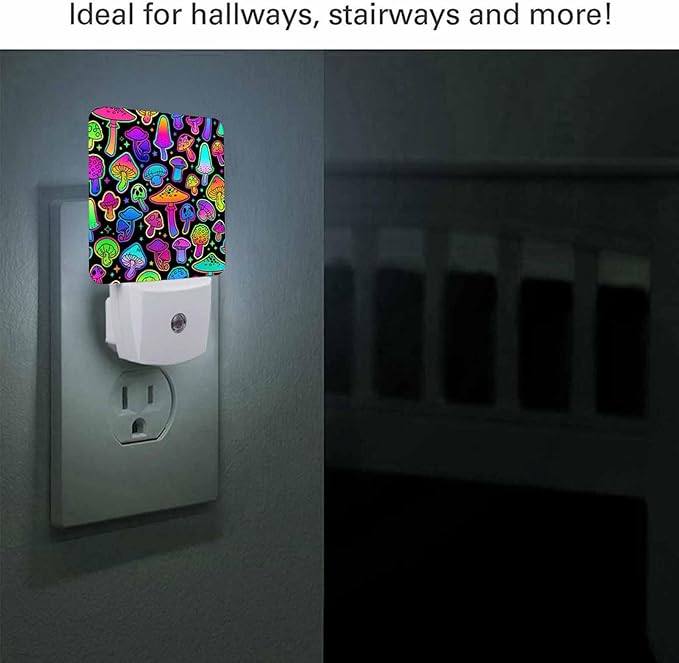 LED Night Light, Colorful Mushrooms Pattern LED Night Light Plug into Wall - Image 2