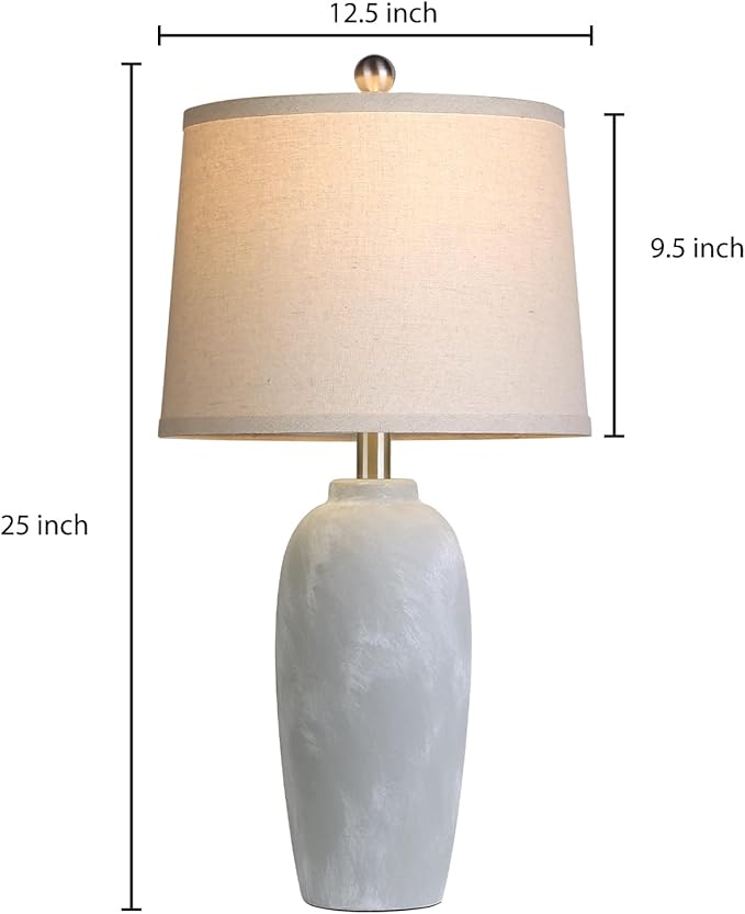 25“ Jar Table Lamps Set of 2, Ceramic Bedside Lamps - Image 6