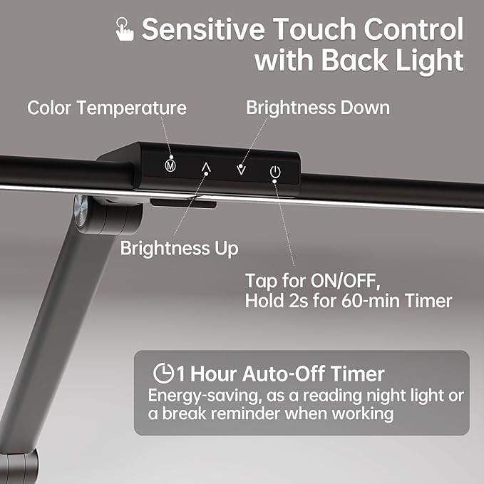 LED Desk Lamp for Home Office, 24W Eye-Caring Reading Light - Image 4