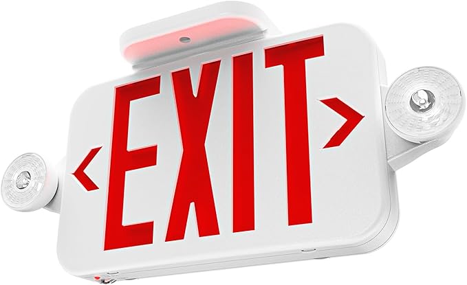 Sunco LED Exit Sign With Emergency Lights, Two Mini Adjustable Lights, 94V-0 by SuncoLighting