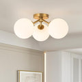 Mid Century Modern Gold Semi Flush Mount Ceiling Light Fixture 3 Light 18 inch by Kunlinzhu