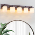5 Light Modern Bathroom Light Fixtures Over Mirror, Bronze Finish Vanity Lights by BRKNIT