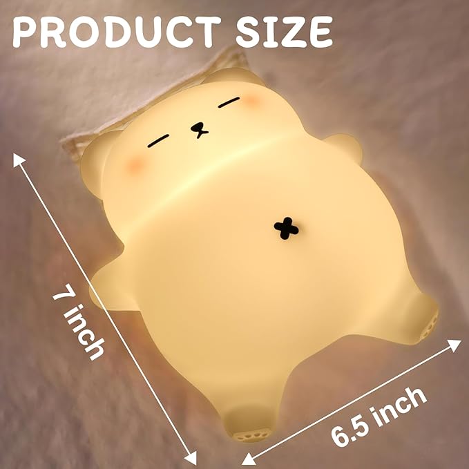 Squishy Night Light for Kids, Bear Silicone Night Light - Image 3