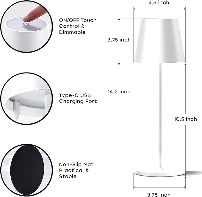2 Pack Cordless Table Lamp, Portable LED Desk Lamp, 5200mAh Battery Operated - Image 9